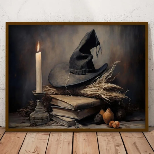 Witchy Canvas Wall Art | Halloween Witch Vintage Poster Print Canvas Wall Art Print Peaceful Pleasures Health and Wellness