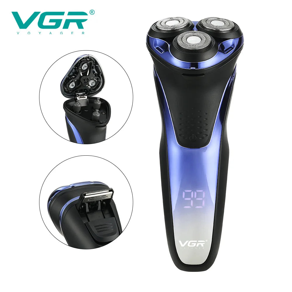 VGR Electric Shaver Professional Razor Waterproof Beard Trimmer Rotary 3D Floating Shaving Rechargeable Electric for Men V-306 Peaceful Pleasures Health and Wellness