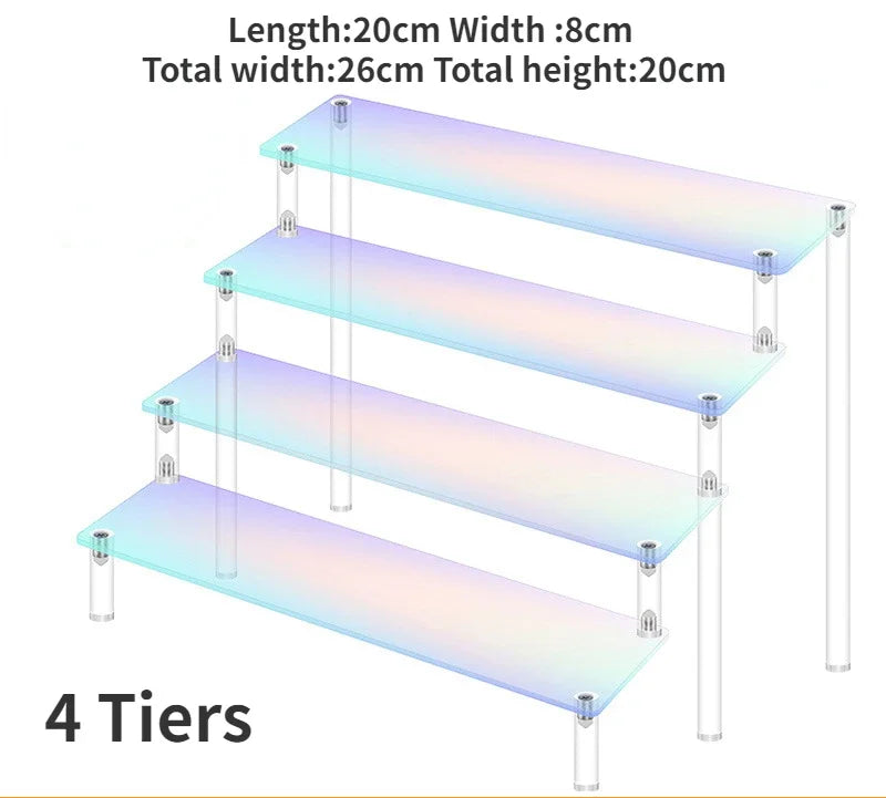 Iridescent Acrylic Display Riser Stand 1–5 Tier Shelf Organizer