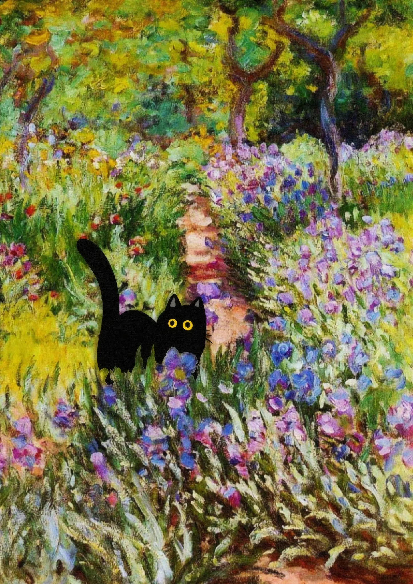 Monet Black Cat Lotus Pond Canvas Print | Wall Art Decor