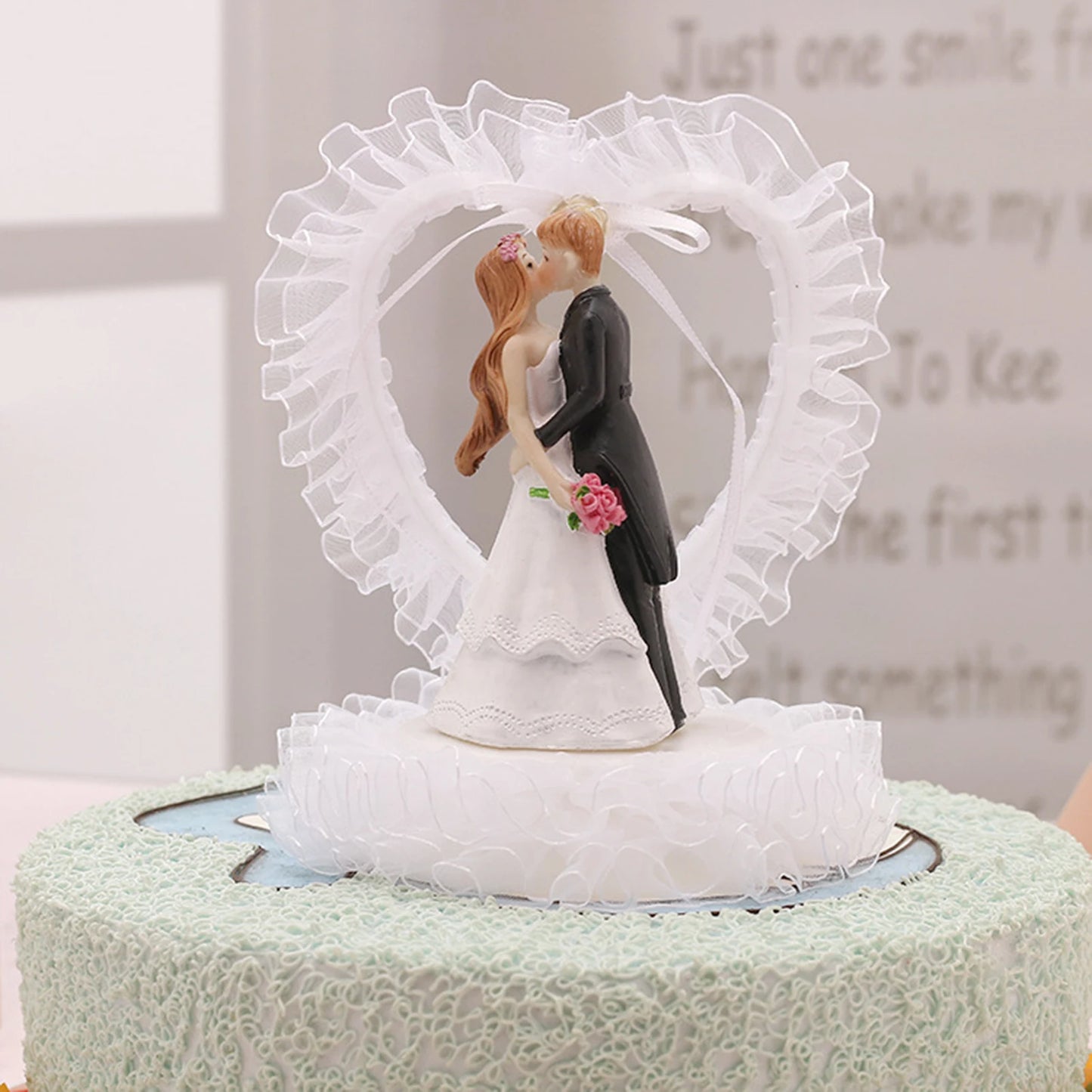Wedding Cake Toppers Bride and Groom Cake Decoration Romantic Keepsake Gift for Holiday Party Dessert Cake Peaceful Pleasures Health and Wellness