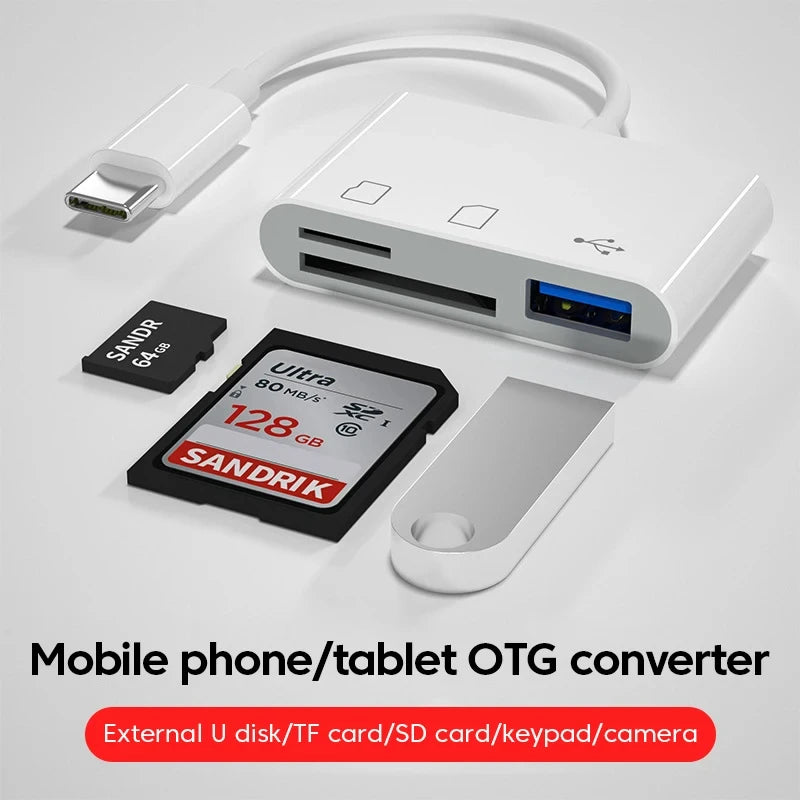 3-in-1 USB-C Micro USB TF SD Card Reader Adapter