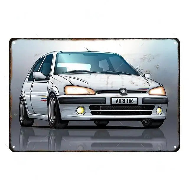 Cool Race Car Vintage Metal Poster Modern Sport Car Retro Tin Sign Auto Club Wall Decoration Plaque for Home Decor Peaceful Pleasures Health and Wellness 9 20x30cm Unframed