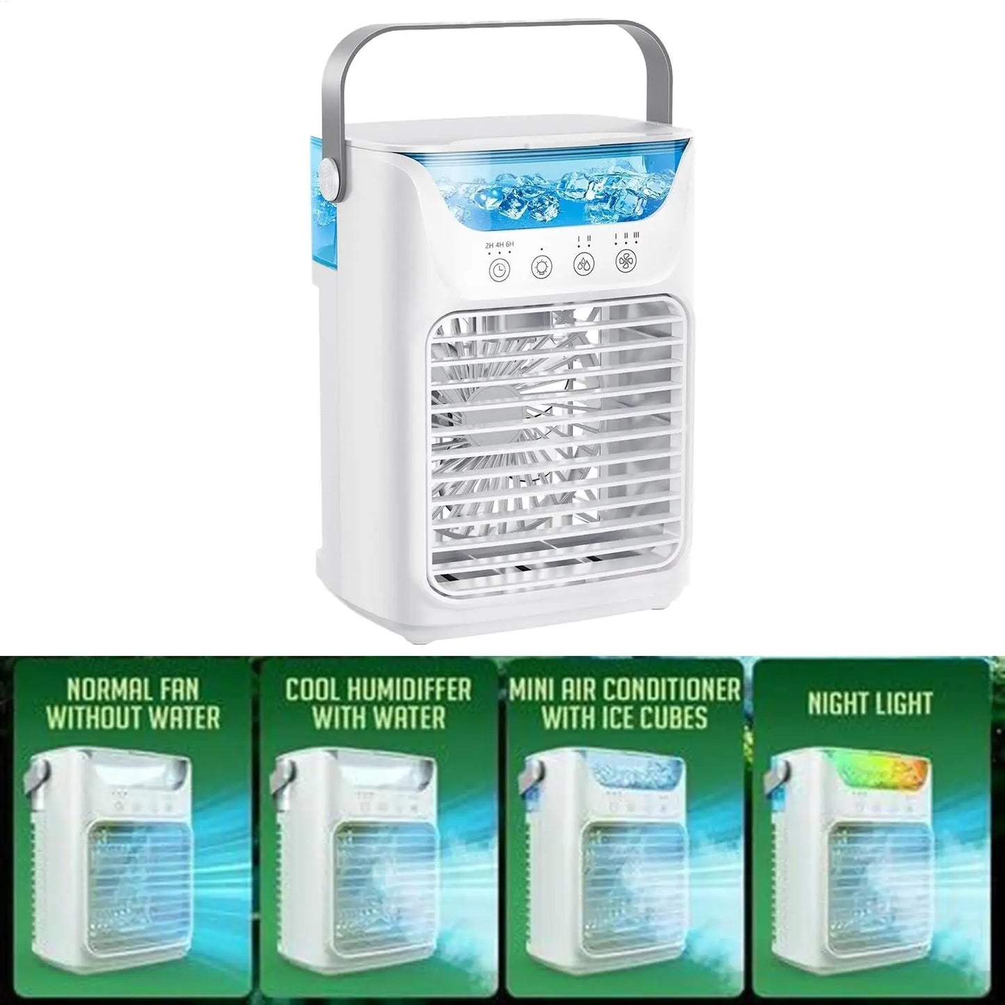Portable AC Fan Portable Mist Water Spray Fans 3 Speed Misting Cooler Tool For Offices Bedside Patio Dorm Bedroom Table Camping Peaceful Pleasures Health and Wellness