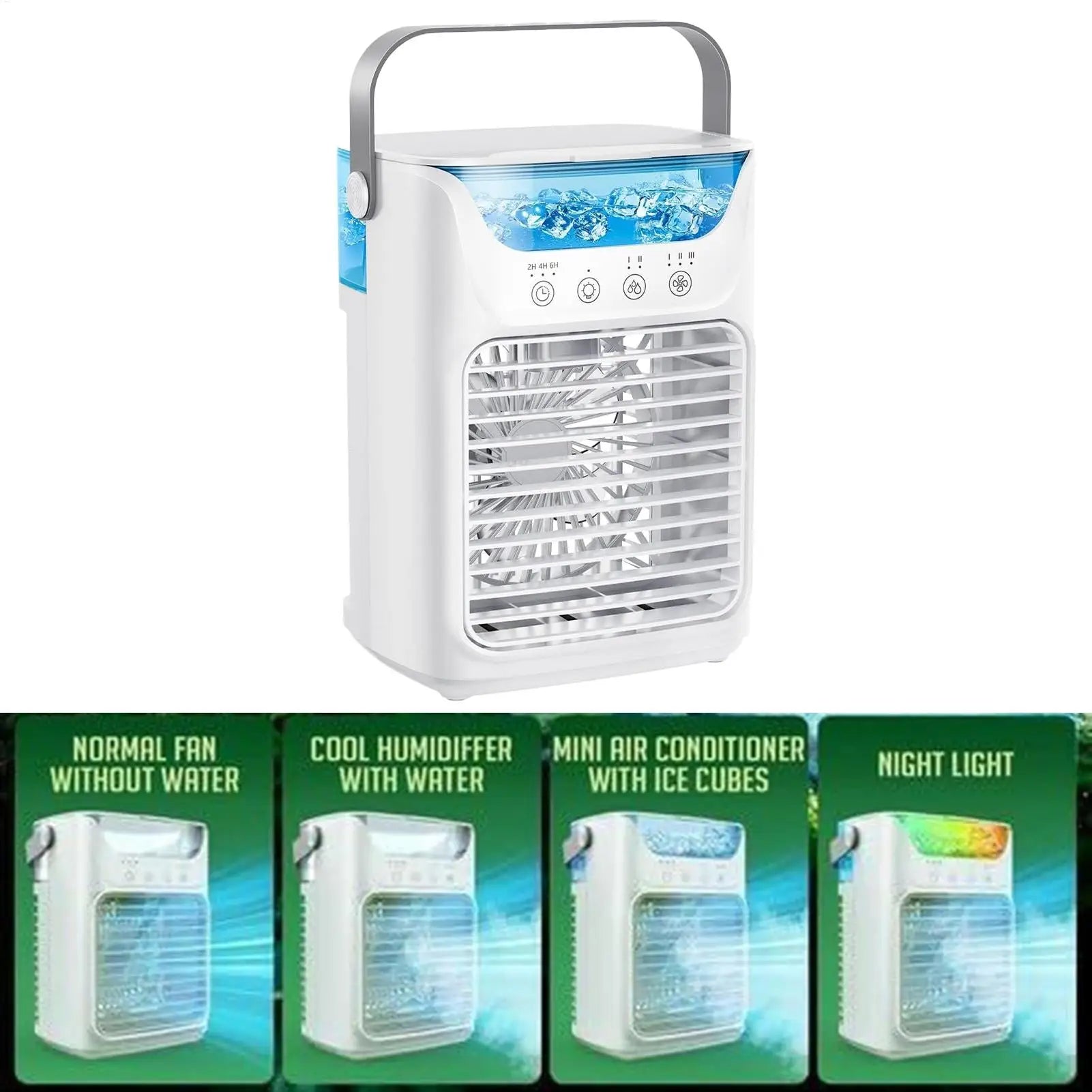 Portable AC Fan Portable Mist Water Spray Fans 3 Speed Misting Cooler Tool For Offices Bedside Patio Dorm Bedroom Table Camping Peaceful Pleasures Health and Wellness