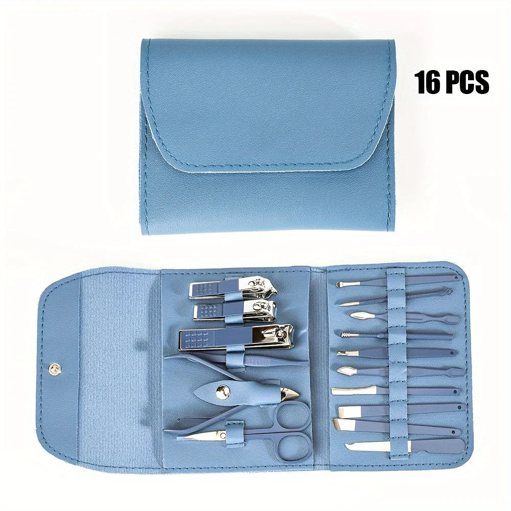 Nail Clippers Manicure Tool Set, With Portable Travel Case, Cuticle Nippers And Cutter Kit, Professional Nail Clippers Pedicure Peaceful Pleasures Health and Wellness Blue