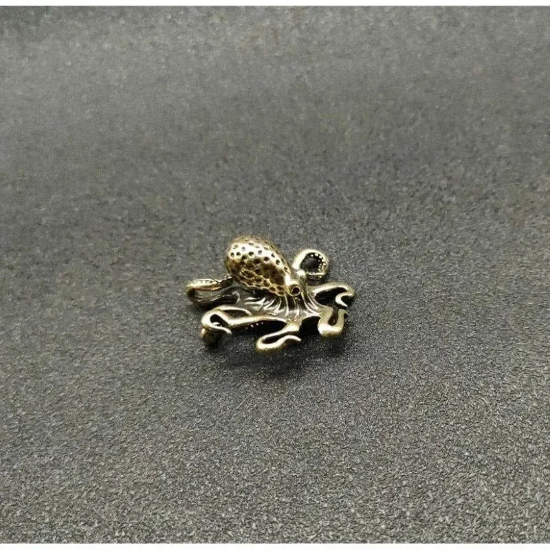 Brass Octopus Figurine - Antique Copper Desk Ornament Peaceful Pleasures Health and Wellness