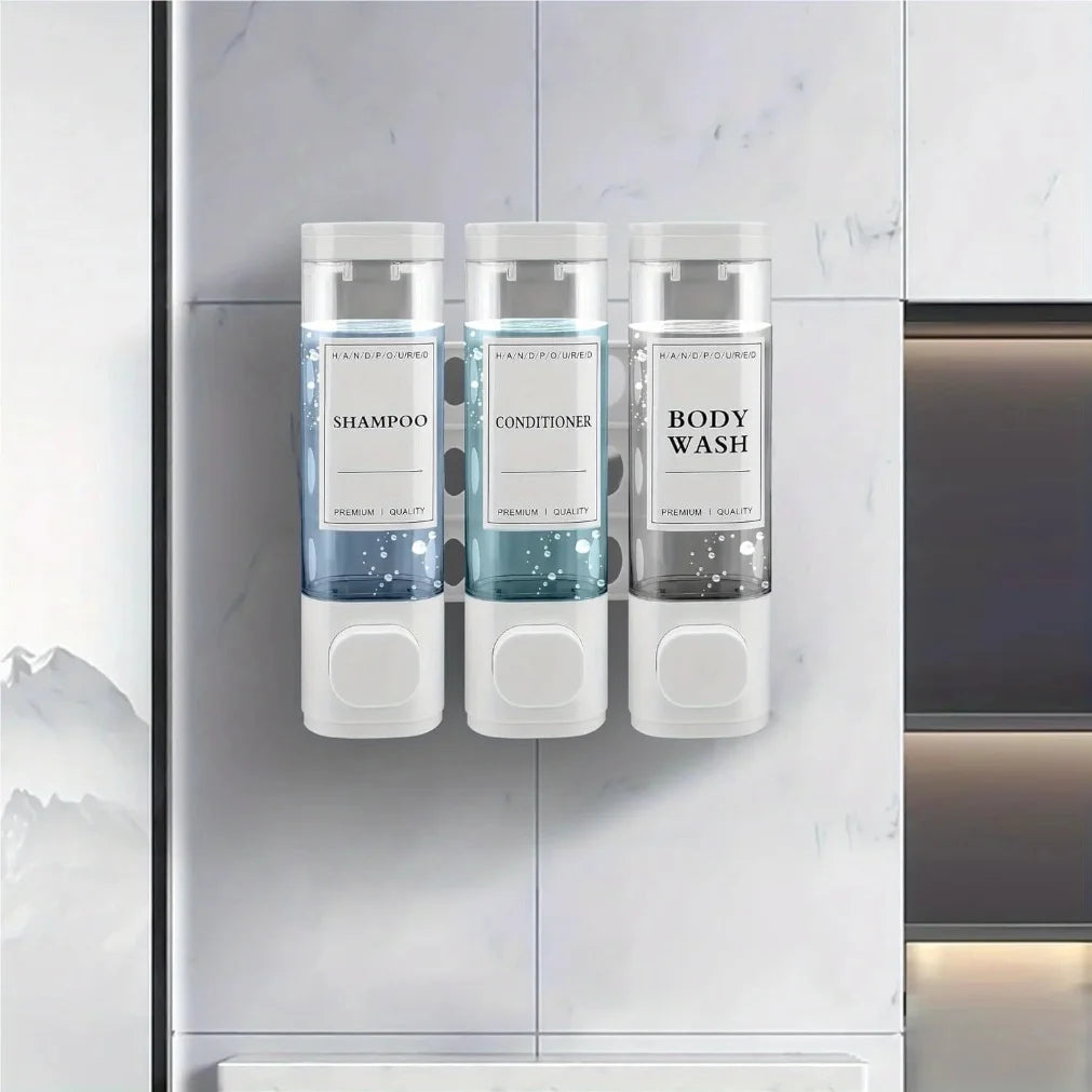 3-in-1 Wall-Mounted Soap & Shampoo Dispenser | No Drilling
