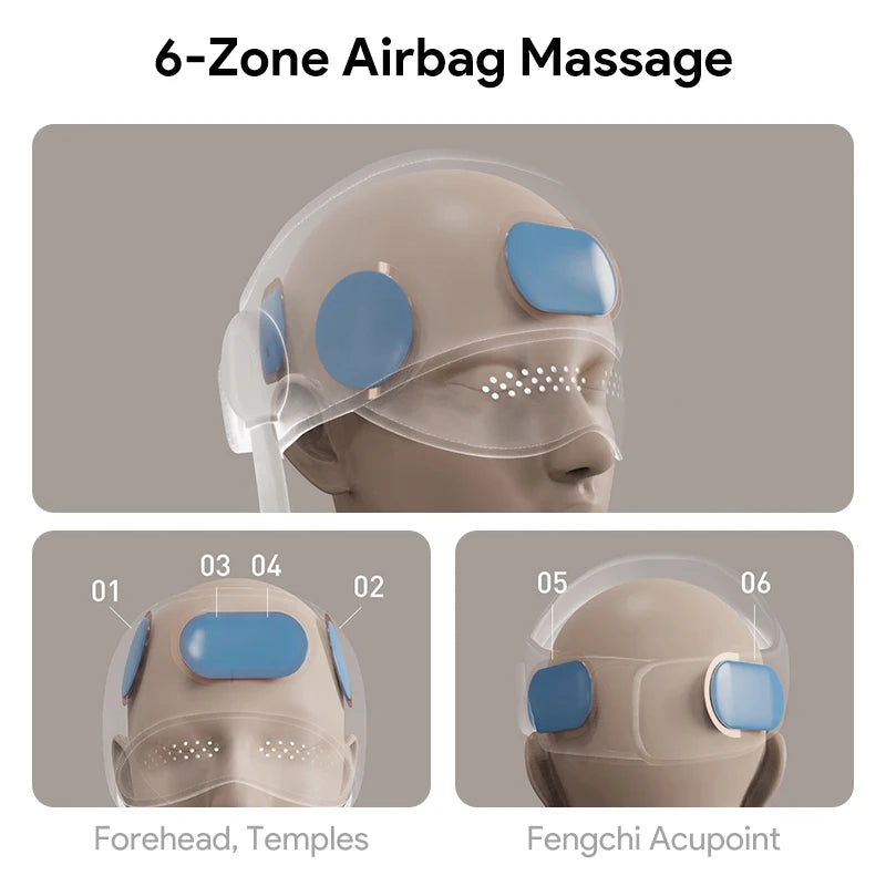 Graphene Heating Head Massager – Air Pressure & Eye Hot Compress for Relaxation & Better Sleep Relax Improve Sleep Stress Relief Peaceful Pleasures Health and Wellness