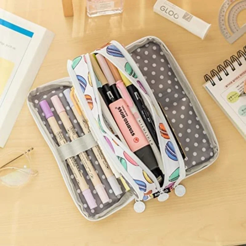 Bview Art Big Capacity Pencil Case 3 Compartment Bag Storage Box