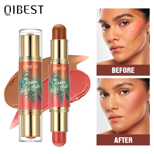 QIBEST 2 In 1 Multiuse Stick Double Headed Bronzer Blush For Cheeks Eyes Lips Long Lasting Matte Glow Makeup Contourining Stick Peaceful Pleasures Health and Wellness