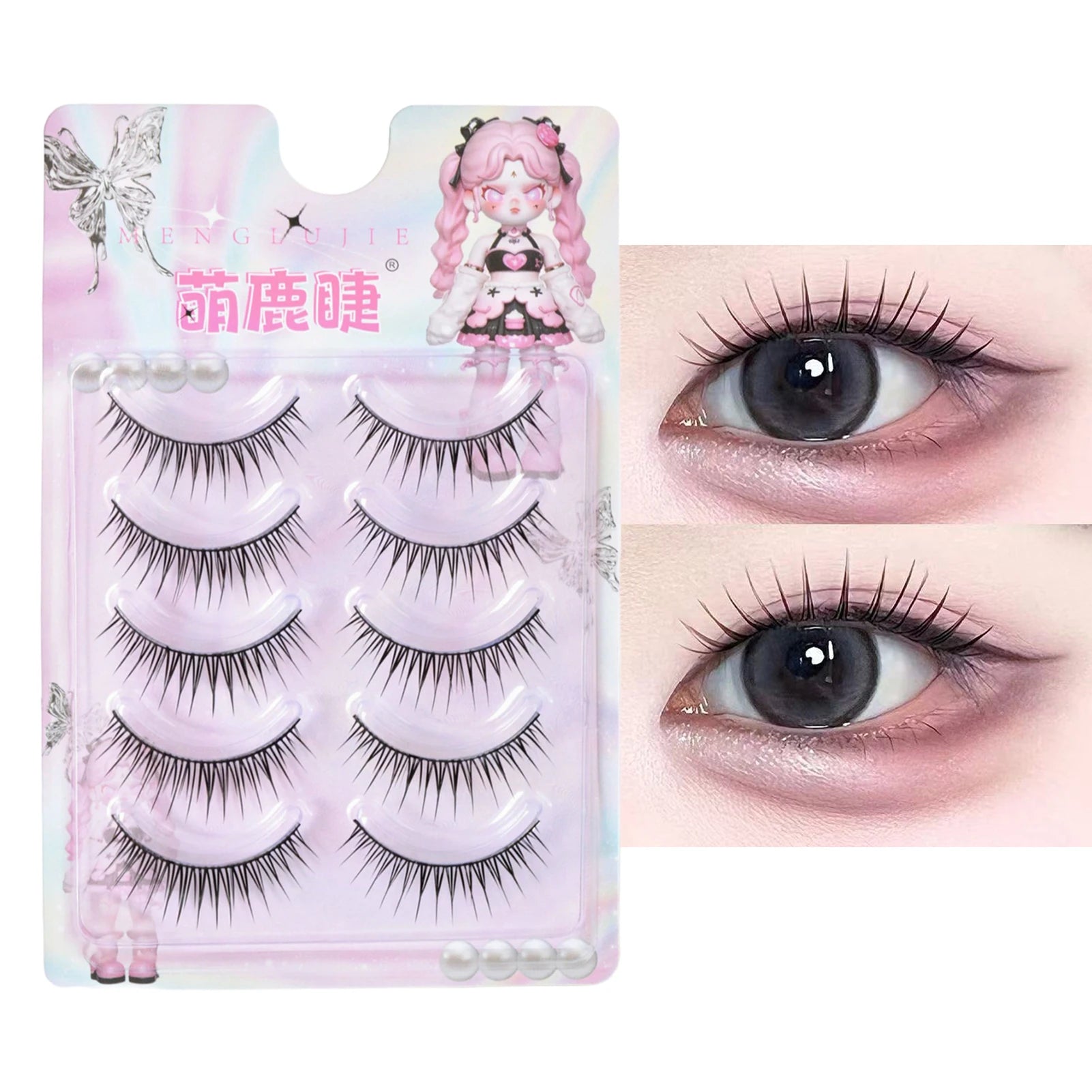 Korean U-shaped False Eyelashes Ins Zhang Yuanying False Eyelashes Natural Wispy Soft V Shaped Lash Extension Comic Eye Makeup Peaceful Pleasures Health and Wellness style 13