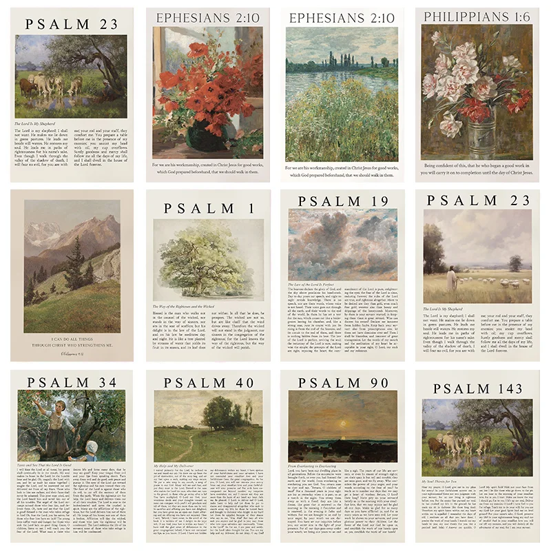 Bible Verse Floral Canvas Wall Art | Christian Scripture Poster