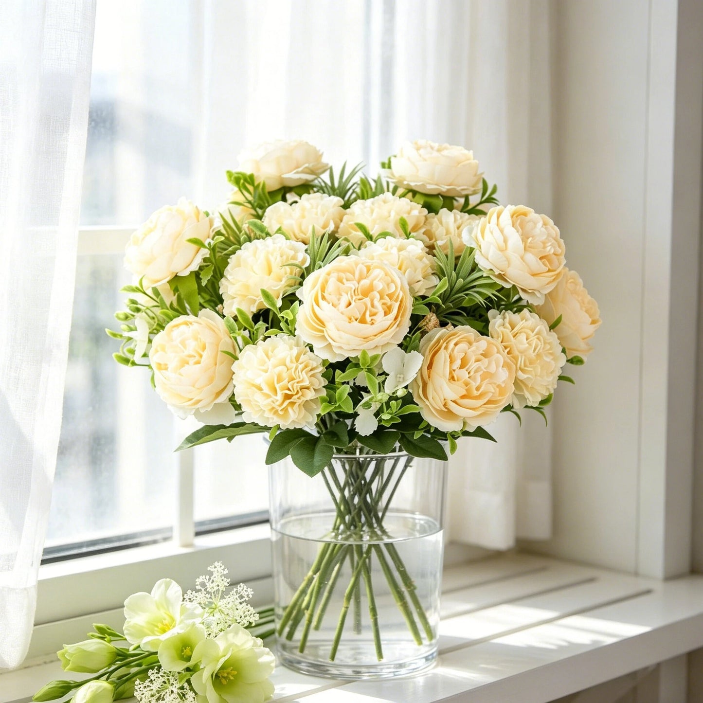 Artificial Silk Peony Chrysanthemum Bouquet | Wedding & Home Decor