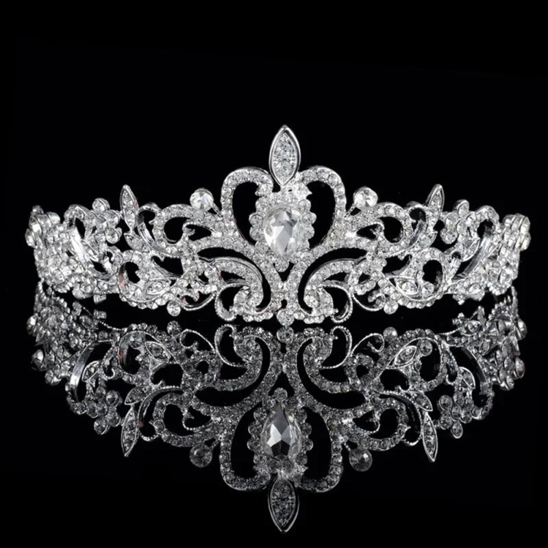 Wedding Hair Tiara Crystal Bridal Crown Silver Diadem Veil Tiaras