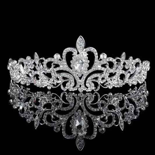 Wedding Hair Tiara Crystal Bridal Crown Silver Diadem Veil Tiaras Peaceful Pleasures Health and Wellness as picture