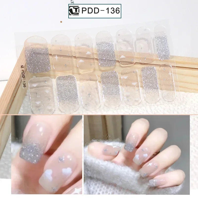 Self Adhesive Sparkling Glitter Full Cover Designer Art Nail Decoration Fashion Manicure Nail Stickers Peaceful Pleasures Health and Wellness PDD-136