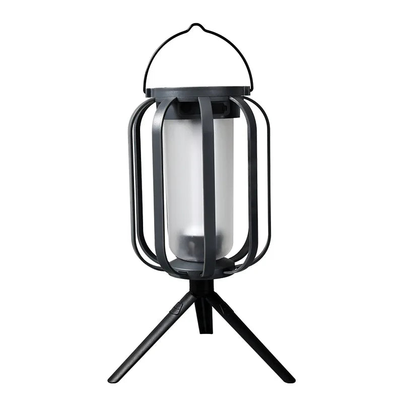 Solar Flame Camping Light | Outdoor Garden Tripod Ambient LED Solar Outdoor Light Peaceful Pleasures Health and Wellness YELLOW