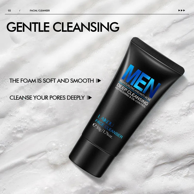 LAIKOU Men Facial Cleanser – Oil Control & Blackhead Remover 50g Men's Facial Cleanser Peaceful Pleasures Health and Wellness