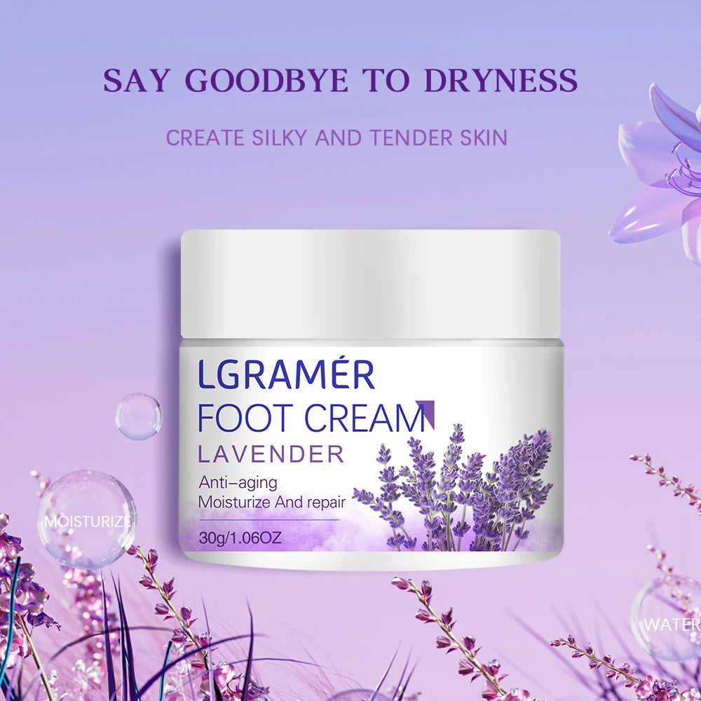 Lavender Foot Cream for Cracked Dry Rough Feet and Heels Provides Intense Nourishment and Hydration To Repair and Soften Skin Peaceful Pleasures Health and Wellness