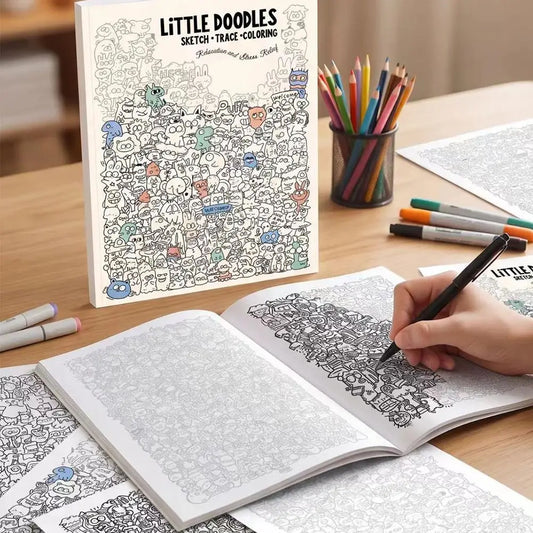 Cute Cartoon Coloring Pages & Tracing Drawing Book Doodles Stress Relief Coloring Book Multi-Purpose Art Activity Drawing Book Peaceful Pleasures Health and Wellness