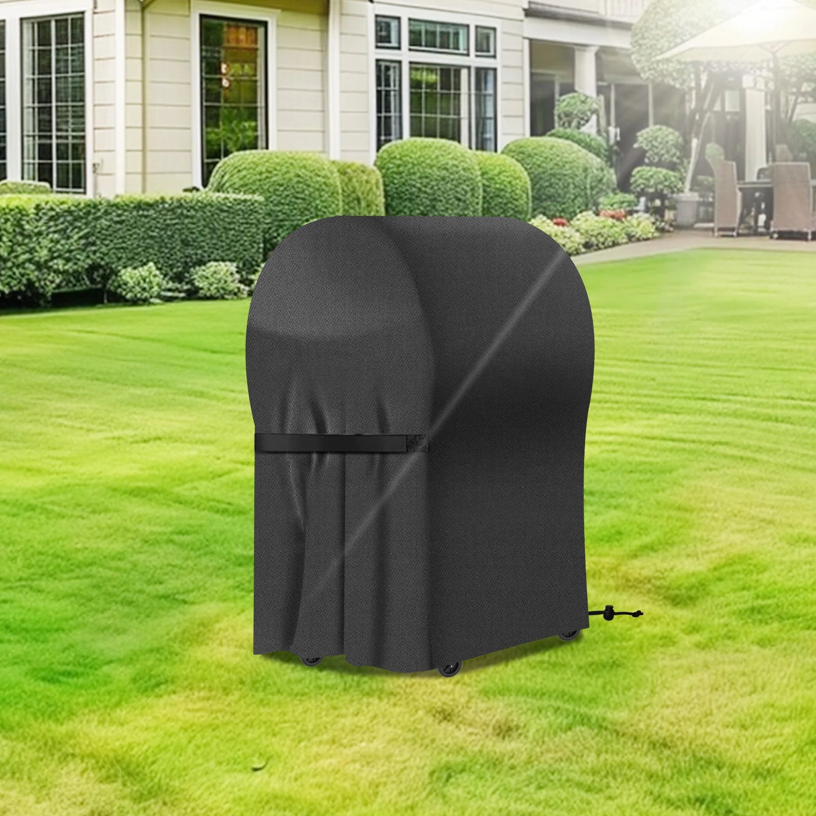 4 Style Large Grill Cover Rip-Proof Garden Waterproof BBQ Gas Furniture Covers Anti-UV Fade Resistant Adjustable Cover Black Peaceful Pleasures Health and Wellness