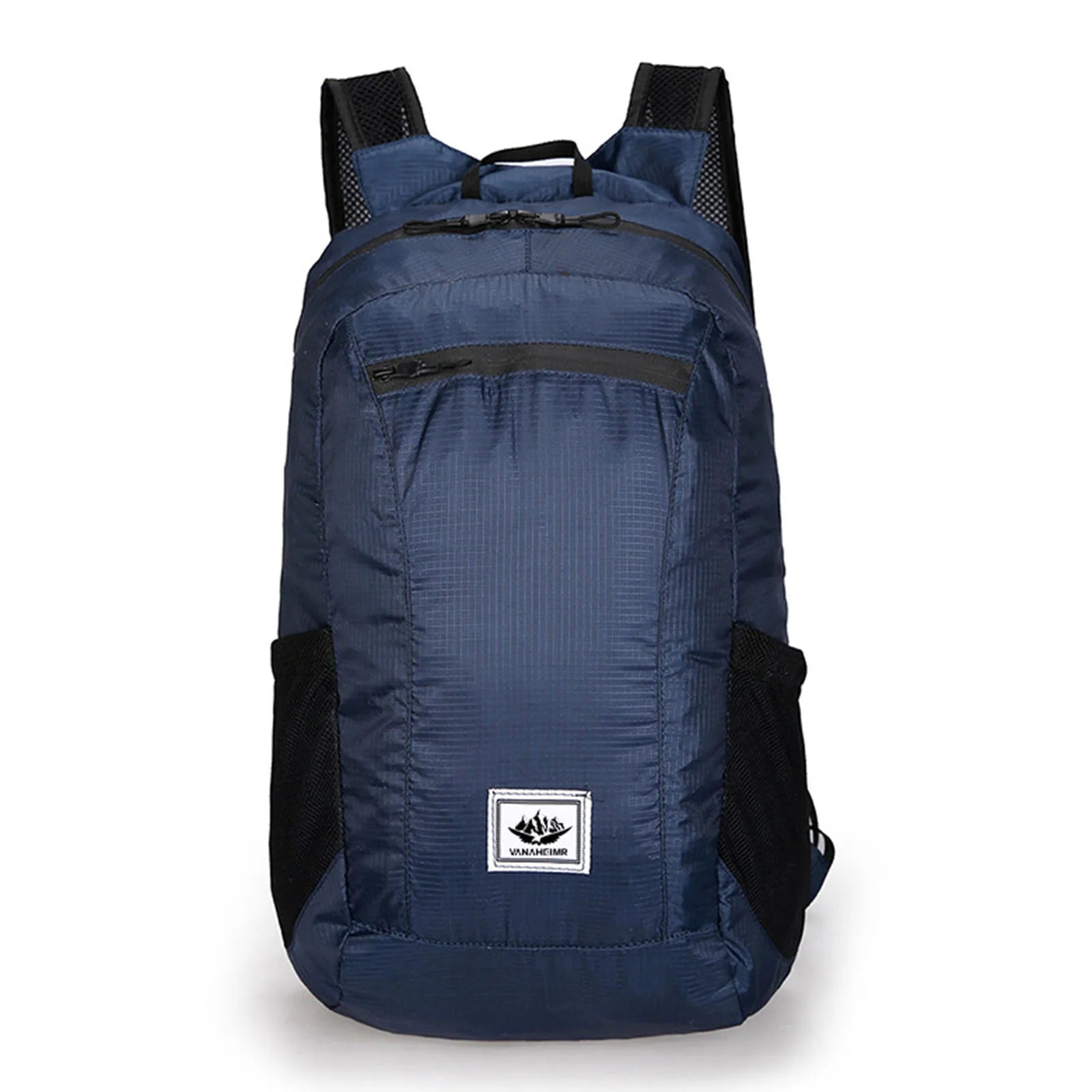 Foldable Waterproof Backpack Large Capacity Lightweight Travel Sports Bag for Hiking Commuting Gym Use Peaceful Pleasures Health and Wellness Navy blue