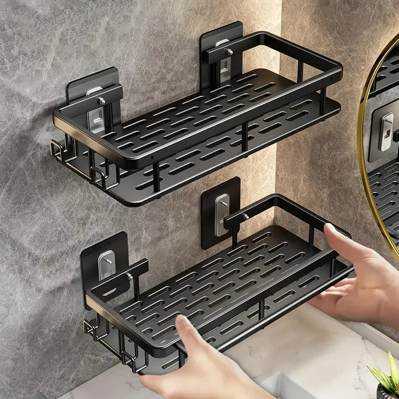 No-Drill Aluminum Wall Shelf – Bathroom & Kitchen Organizer Wall Mounted Shelf Peaceful Pleasures Health and Wellness