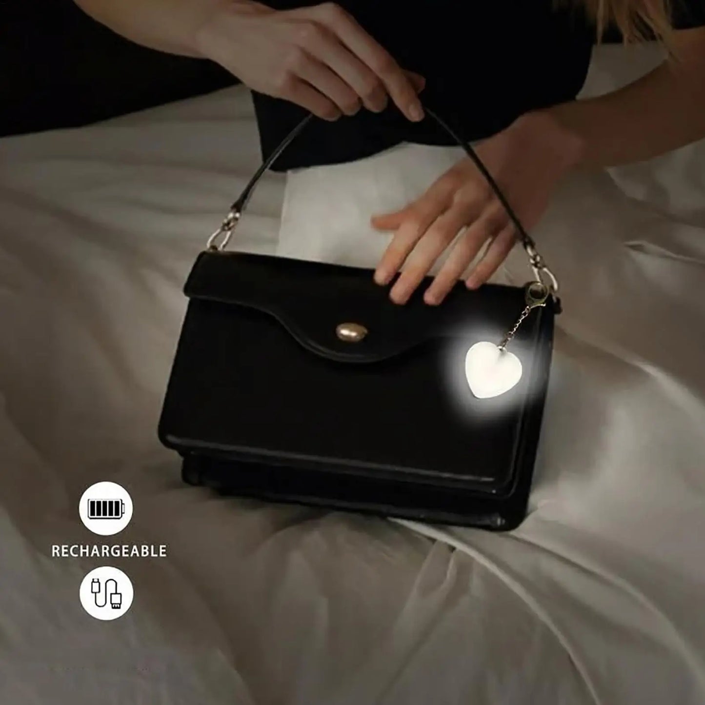 Heart-Shaped LED Purse Light | Touch Sensor Handbag Lamp