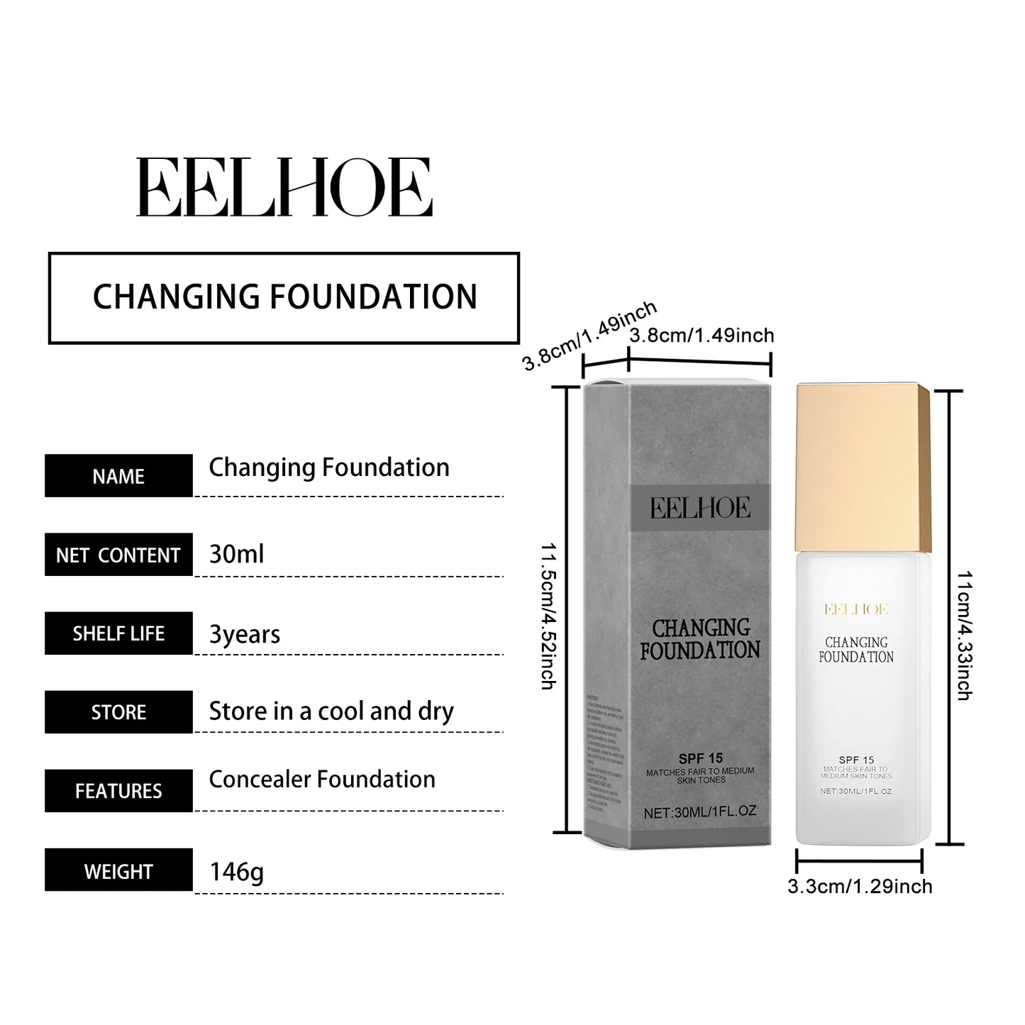 Colour Changing Foundation SPF 15 | Full Coverage 30ml