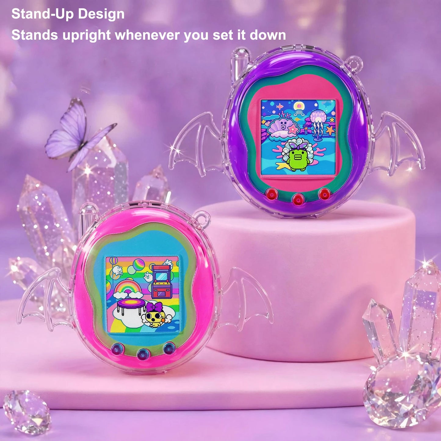 Smooth Edges Hard Crystal Case For Tamagotchi Uni Full Body Protection Anti Yellow Anti Scratch Standable Clear PC Cover Peaceful Pleasures Health and Wellness