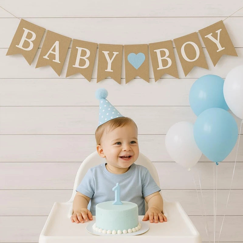 Baby Boy Banner Bunting Garland – Baby Shower & Gender Reveal