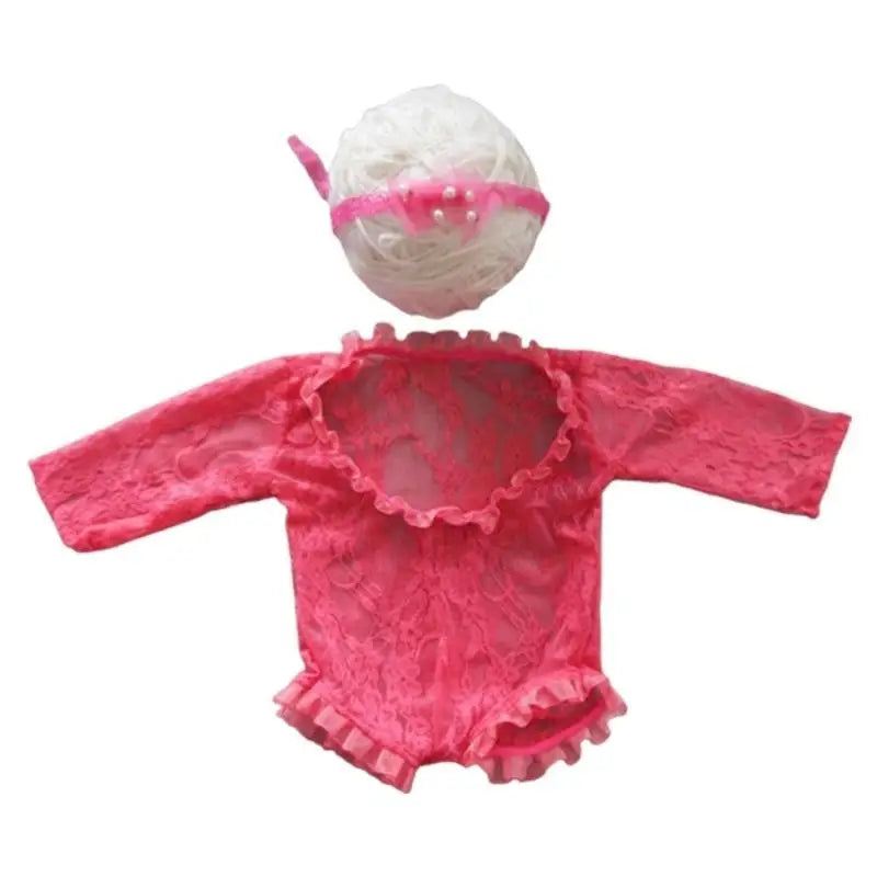 Newborn Lace Romper & Bow Headband – Baby Photo Prop Set