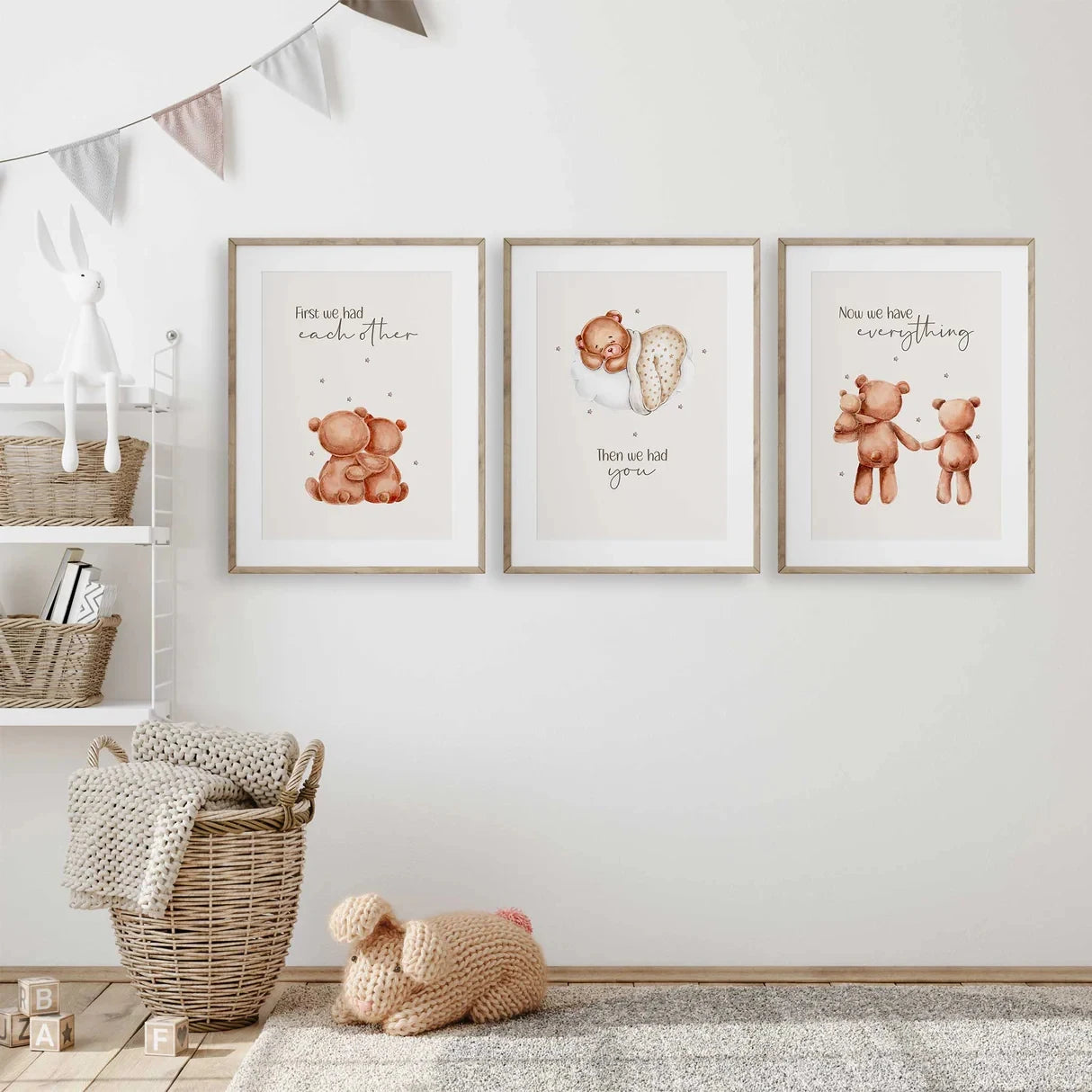 3-Piece Teddy Bear "First We Had Each Other" Canvas Wall Art
