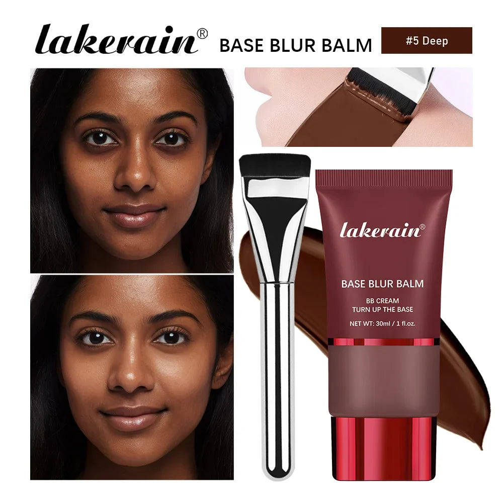 Lakerain Base Blur Liquid Foundation & Brush Set – Matte Finish