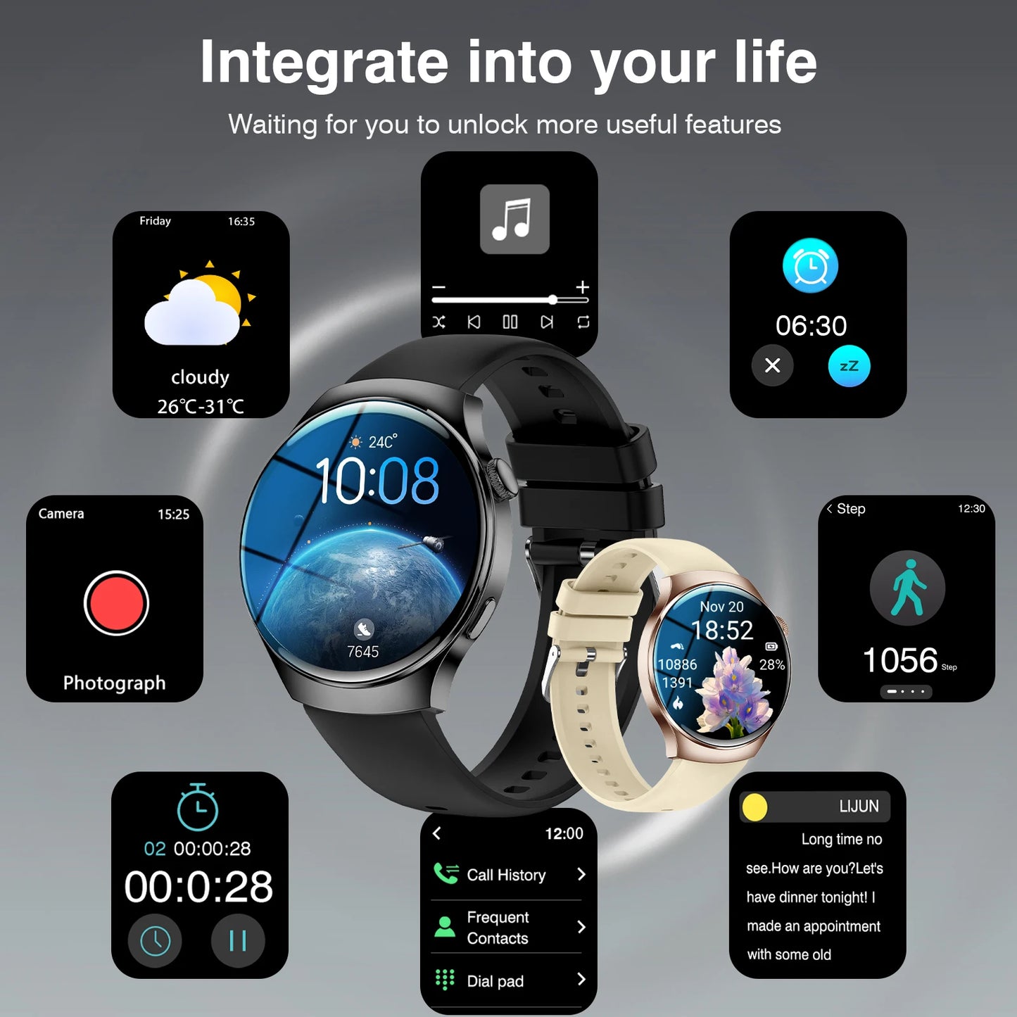 LOMAXFR HD Touch Smart Watch – Calls, Music & Fitness