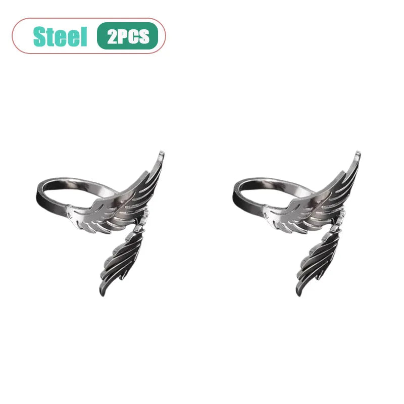 Stainless Steel Wings Ring – Adjustable Couple Jewelry Gift