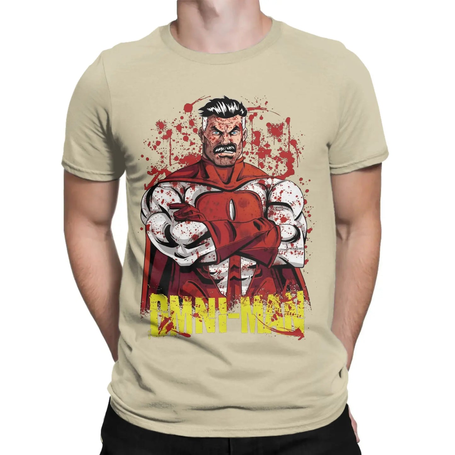 Oversized T-Shirt Summer Invincible Hip Hop T Shirts Omni Ma 100% Cotton Tshirt for Man Y2K Funny Design Short Sleeve Clothes Peaceful Pleasures Health and Wellness Khaki M
