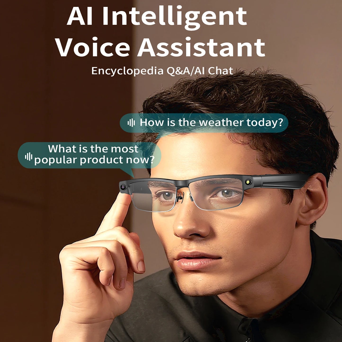 AI Smart Translate Sunglasses Bluetooth Call Music Real-time Simultaneous Interpretation Voice Assistant Control Smart Glasses Peaceful Pleasures Health and Wellness
