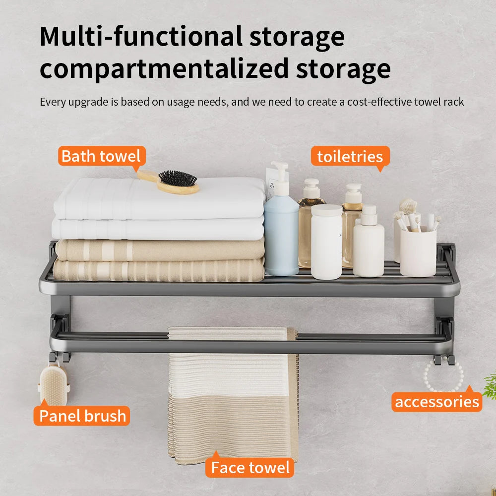 Wall Mounted Double Towel Rack – Thickened Space Aluminum