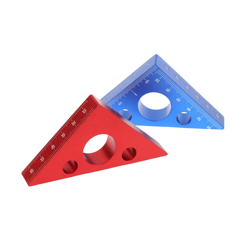 Practical Blue/Red Aluminum Alloy Right Angle Marking Ruler 45/90 Degree Woodworking Carving Square Precision Angle Ruler Peaceful Pleasures Health and Wellness