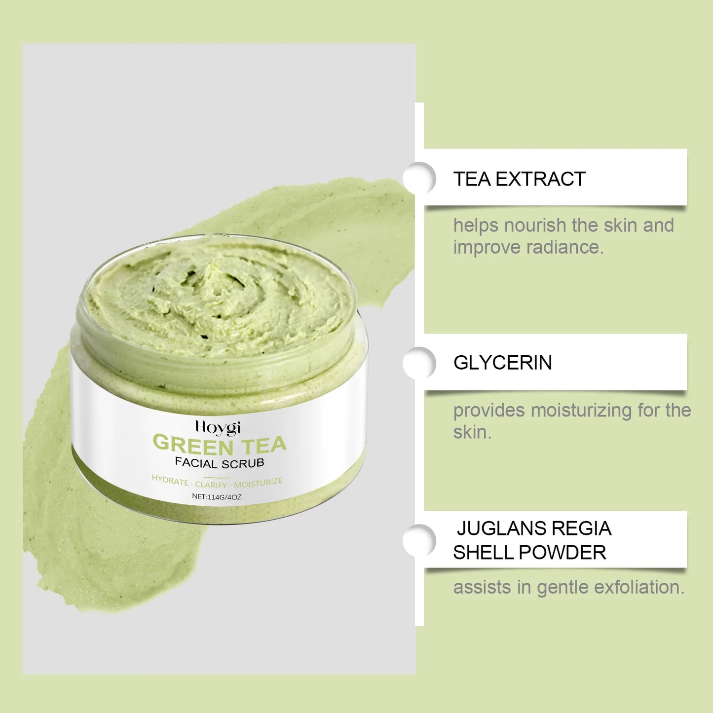Hoygi Green Tea Facial Scrub – Pore Cleansing Exfoliator