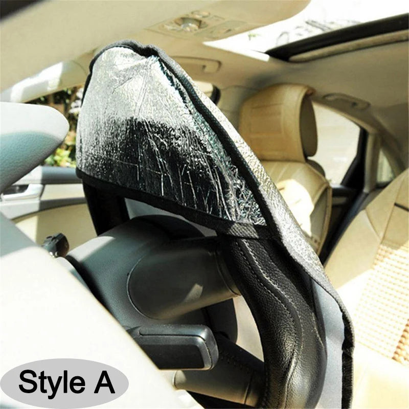 Car Steering Wheel Sun Shade Double Thick Sun Protection Foldable Anti-uv Sunscreen Car Supplies Car Steering Wheel Cover Silver Peaceful Pleasures Health and Wellness
