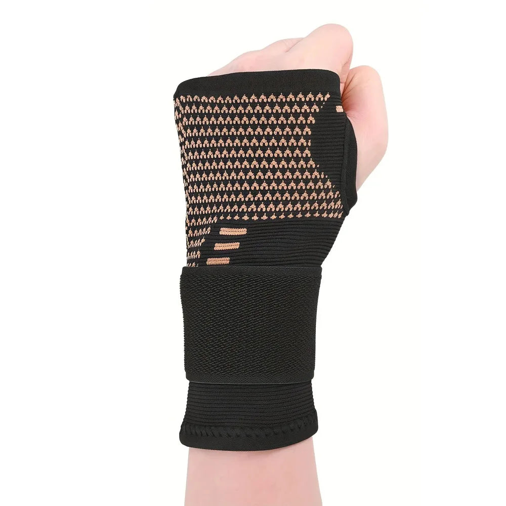 1Pcs Copper Fiber Wrist Brace Gloves - Adjustable Compression Straps Hand Braces for Men & Women Peaceful Pleasures Health and Wellness 1pcs L
