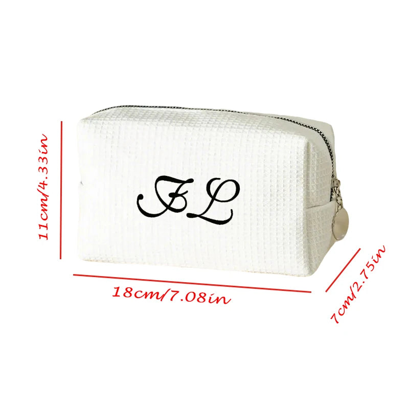 Personalized Waffle Cosmetic Bag | Bridesmaid Makeup Bag Personalized Cosmetic Bag Peaceful Pleasures Health and Wellness
