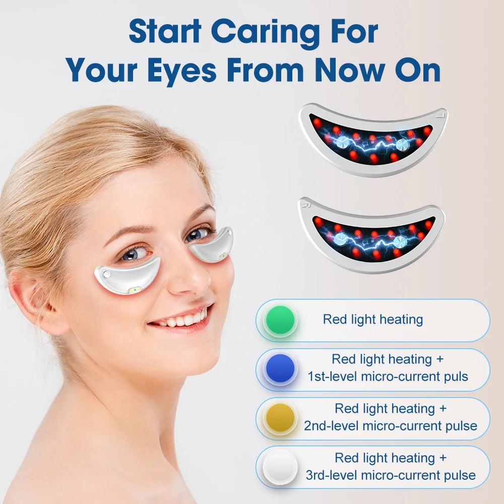 660nm Red Light Eye Massager with EMS Anti-Aging Eye Care Device Reduce Bags & Dark Circles Portable Eye Rejuvenation Pads Peaceful Pleasures Health and Wellness