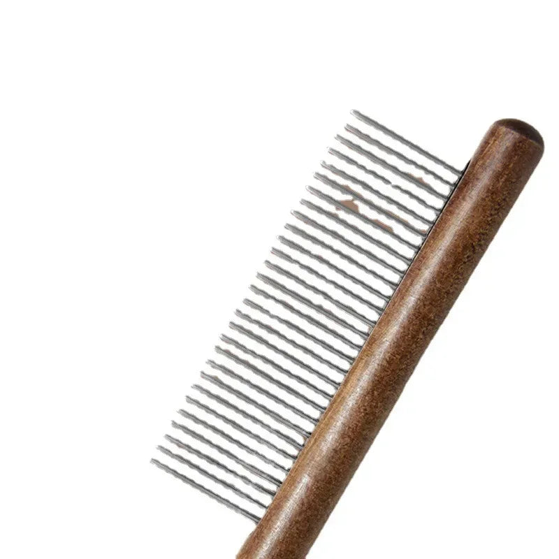 Pet Hair Comb – Wood & Stainless Steel Grooming Brush for Cats & Dogs