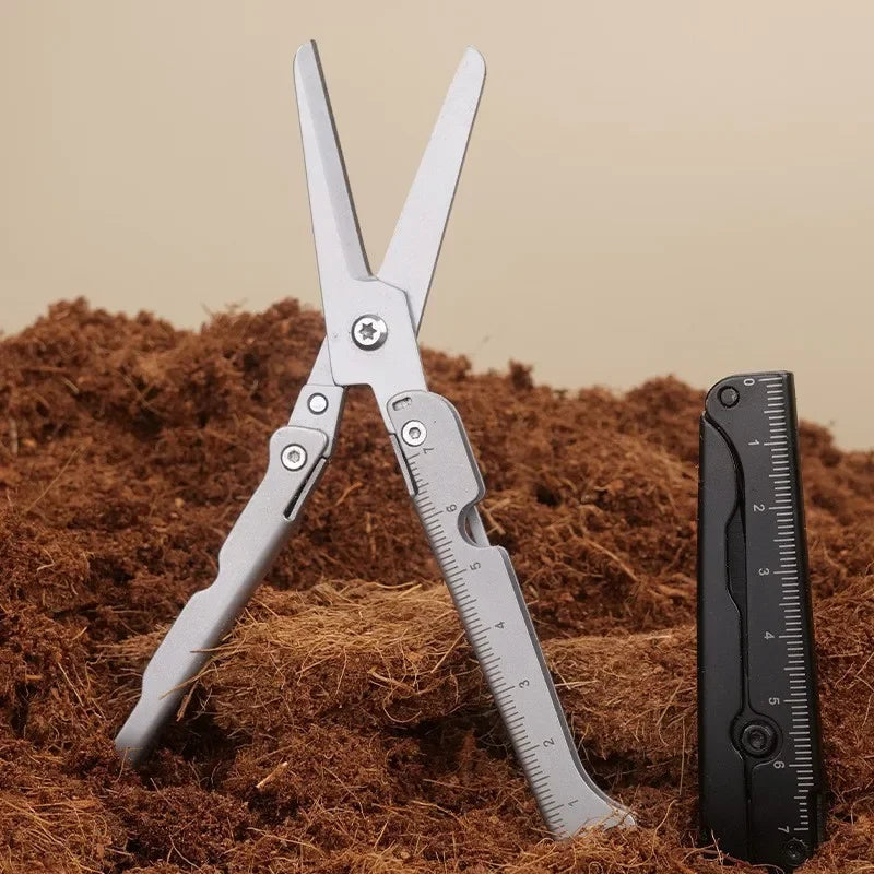 Stainless Steel Folding Mini Scissors Outdoor Portable Simple Camping Small Tools Household Mini Multi-functional Small Scissors Peaceful Pleasures Health and Wellness