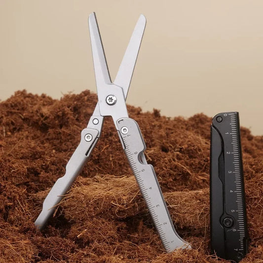 Stainless Steel Folding Mini Scissors Outdoor Portable Simple Camping Small Tools Household Mini Multi-functional Small Scissors Peaceful Pleasures Health and Wellness