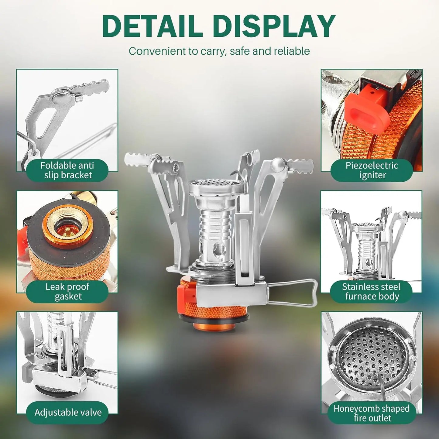Portable Camping Stoves Backpacking Stove with Piezo Ignition Stable Support Wind-Resistance Camp Stove for Outdoor Cooking Peaceful Pleasures Health and Wellness